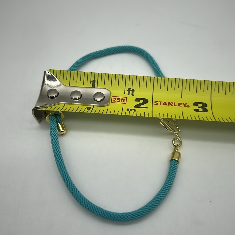“Love” Charm Adjustable Teal Rope Bracelet – Handmade, Minimalist Style NWT - Picture 5 of 5